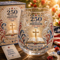 America 250 Bible Cross Faith Glass Cup Gift Set
