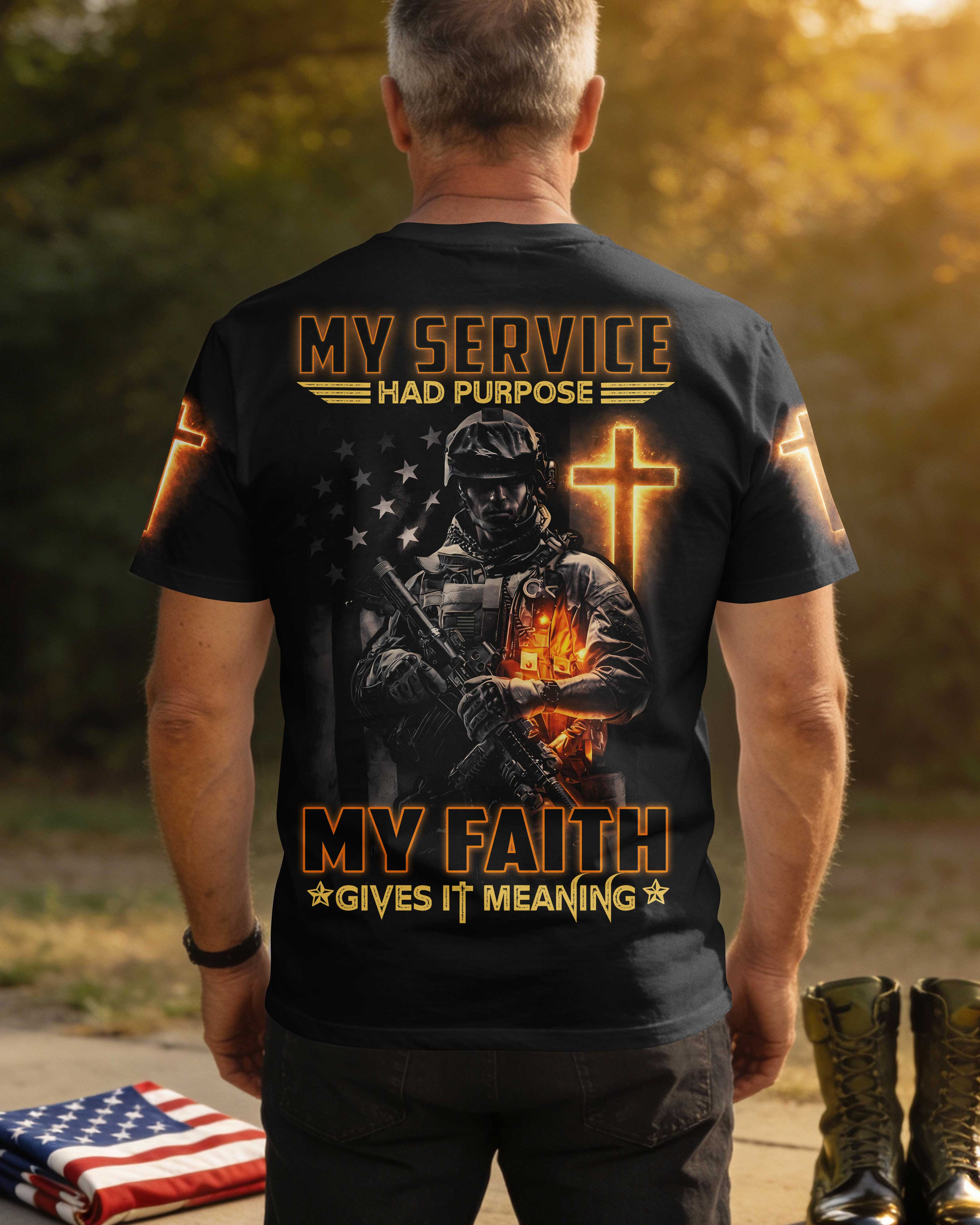 Mein Dienst Hatte einen Zweck, mein Glaube gibt ihm Bedeutung T-Shirt