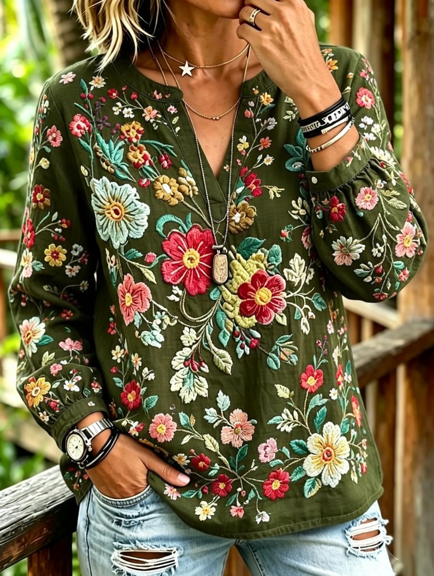 Top casual de mujer con estampado floral
