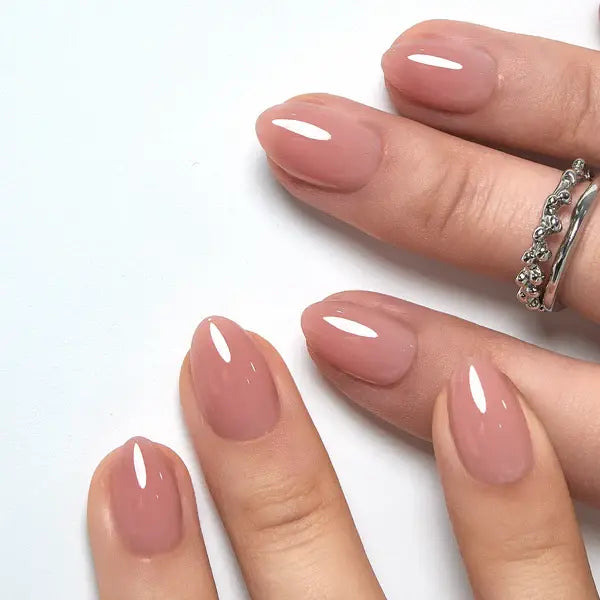 30-Piece Blush Glossy Press-On Nails – Short Natural Everyday Manicure