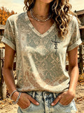 Women's Vintage Western-Style Printed Casual Top