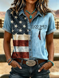 Women'S Retro Western Printed Shirt