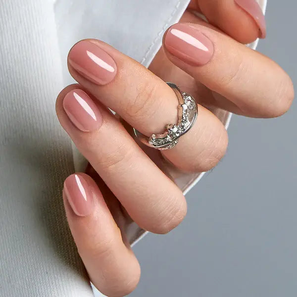 30-Piece Blush Glossy Press-On Nails – Short Natural Everyday Manicure