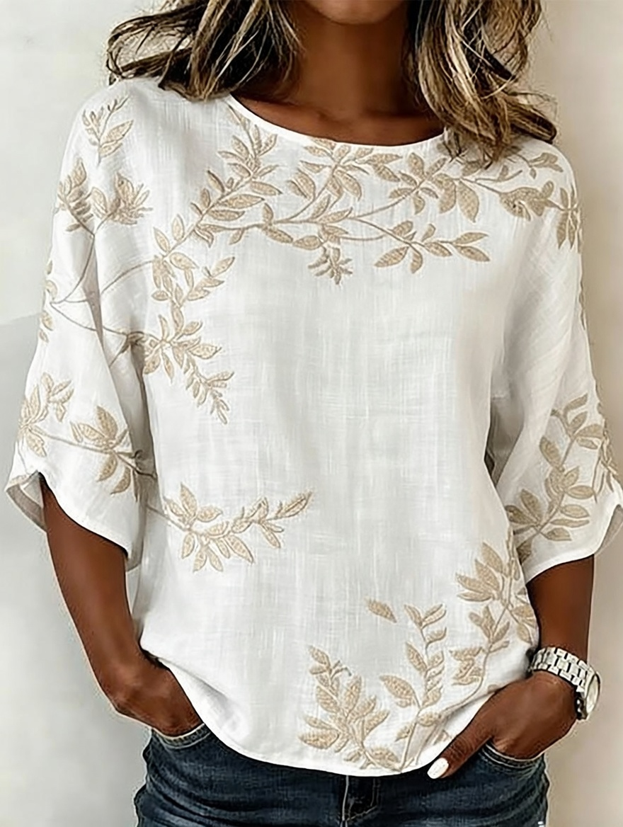 Tops estampados de lino y algodón para mujer
