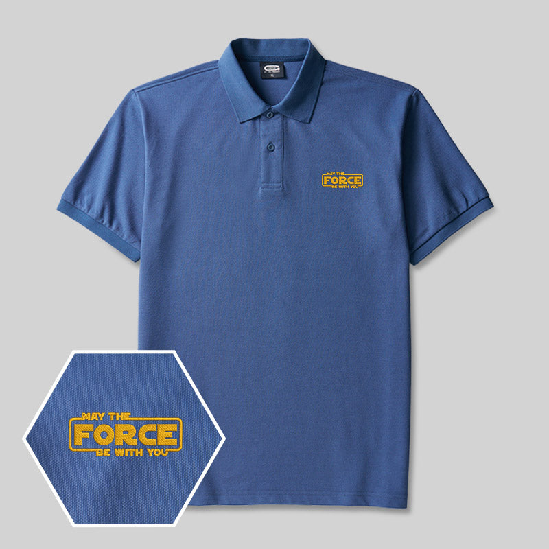 May The Force Geek Embroidered Polo Shirt