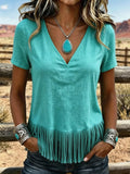 Women'S Casual Loose Tassel Top