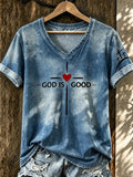 Damen T-Shirt mit Glaubens-Print, leger