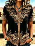 Women's Western-style Retro Print Shirt