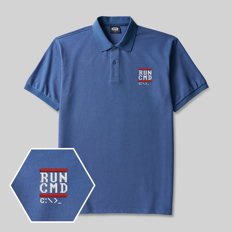 Run CMD Geek Embroidered Polo Shirt