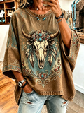 Women'S Retro Western Style Cross Faith Loose Top