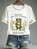 Damen-T-Shirt mit Kurzarm, lässig, mit „Faith & Mental Health“-Print