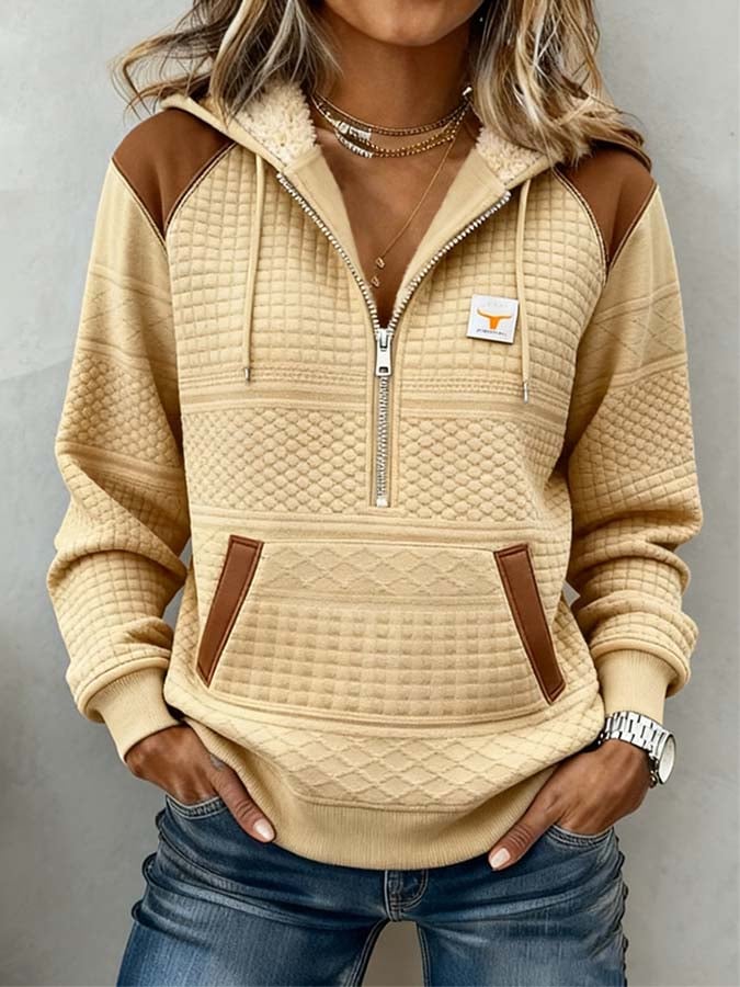 Women'S Casual Color-Blocked Print Pullover Top