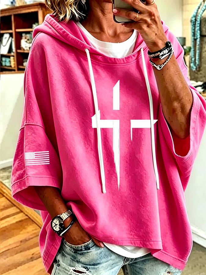 Sudadera holgada estampada para mujer