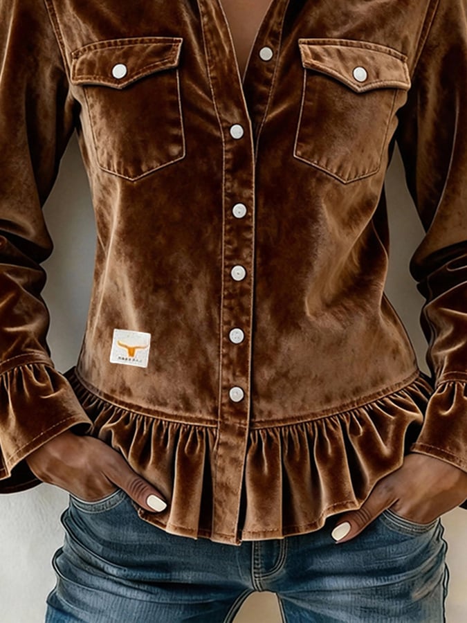 Women'S Retro Ruffled Collar Shirt