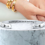 Beautiful Girl You Can Do Hard Things Cuff Bracelet