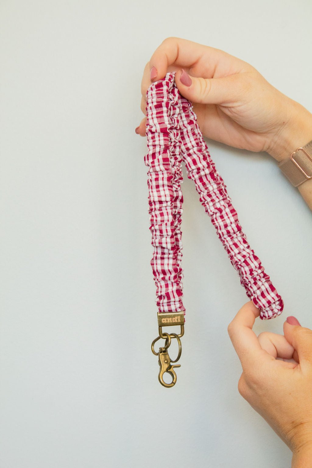 Maroon Checked Lanyard