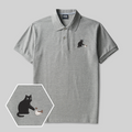 Playful Cat Geek Embroidered Polo Shirt
