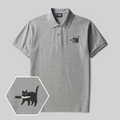 Samurai Cat Geek Embroidered Polo Shirt