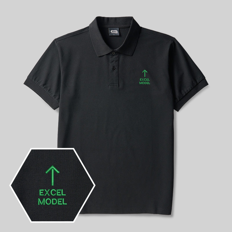 Excel Model Geek Embroidered Polo Shirt