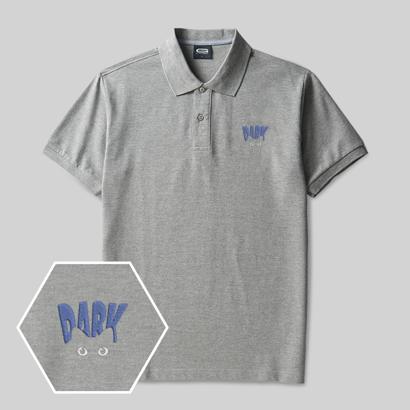 Dark Cat Geek Embroidered Polo Shirt