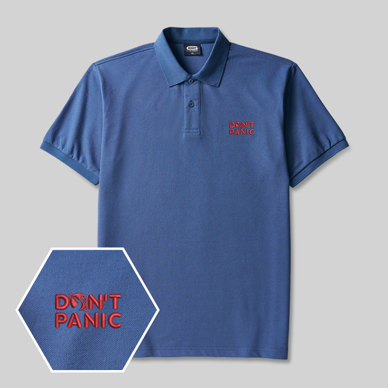 Don't Panic Geek Embroidered Polo Shirt
