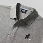 Playful Cat Geek Embroidered Polo Shirt