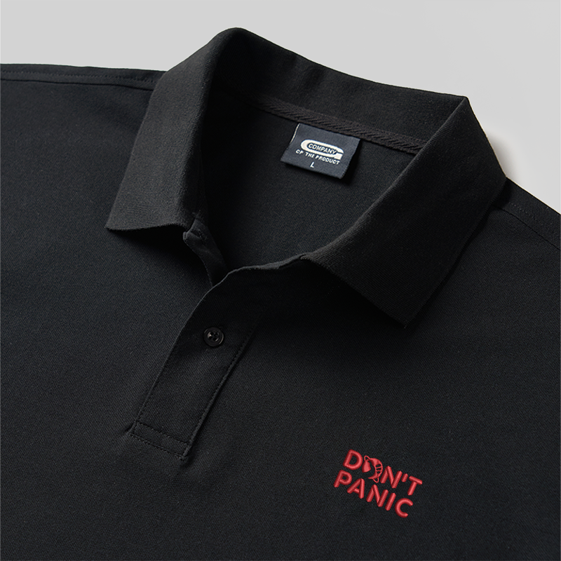 Don't Panic Geek Embroidered Polo Shirt
