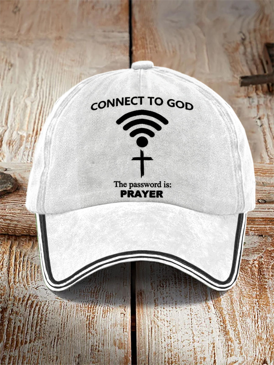 Gorra casual estampada «Conéctate con Dios; la contraseña es la oración»