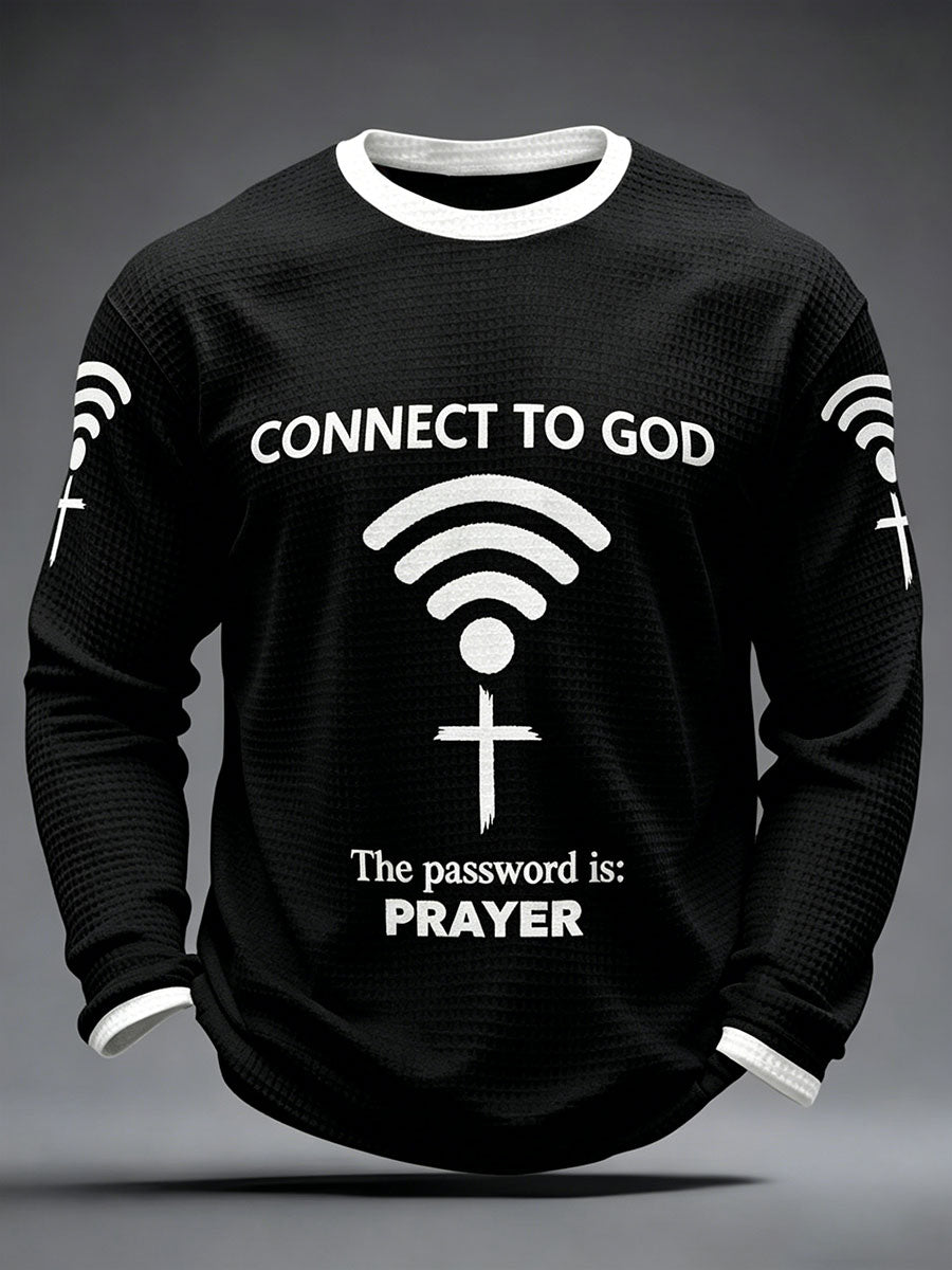 T-shirt décontracté pour homme avec inscription « Connecte-toi à Dieu, le mot de passe est la prière »