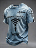 Men's "Connect To God,The Password IS Prayer" Print Casual T-Shirt