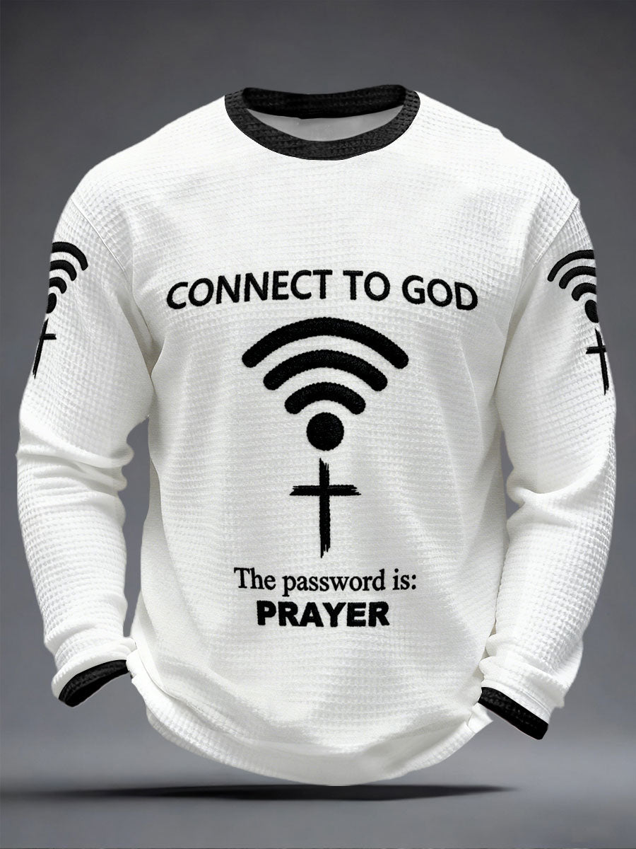 Men's "Connect To God,The Password IS Prayer" Print Casual T-Shirt