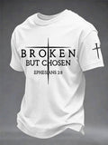 Men's Christian Cross Broken But Chosen Print Tee