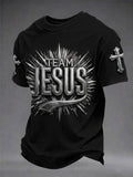 Men's Jesus Cross Printed Short Sleeve T-shirt