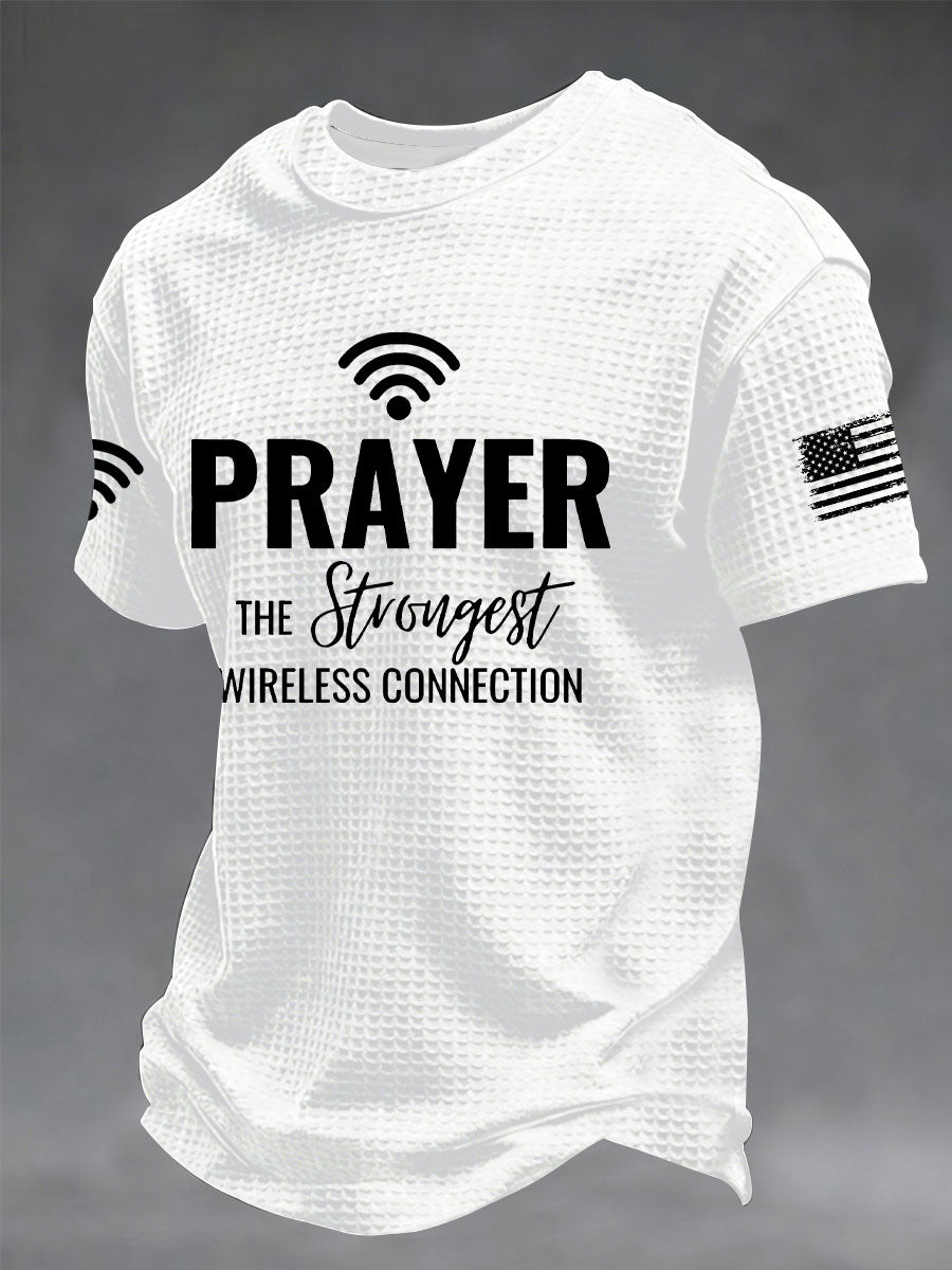 Men's Prayer The Strongest Wireless Connection Printed Casual T-Shirt