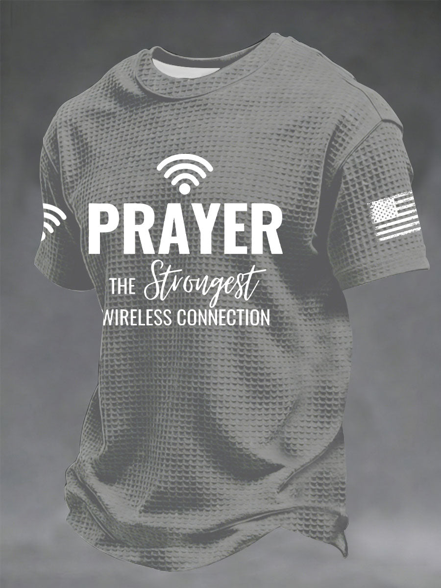 Men's Prayer The Strongest Wireless Connection Printed Casual T-Shirt