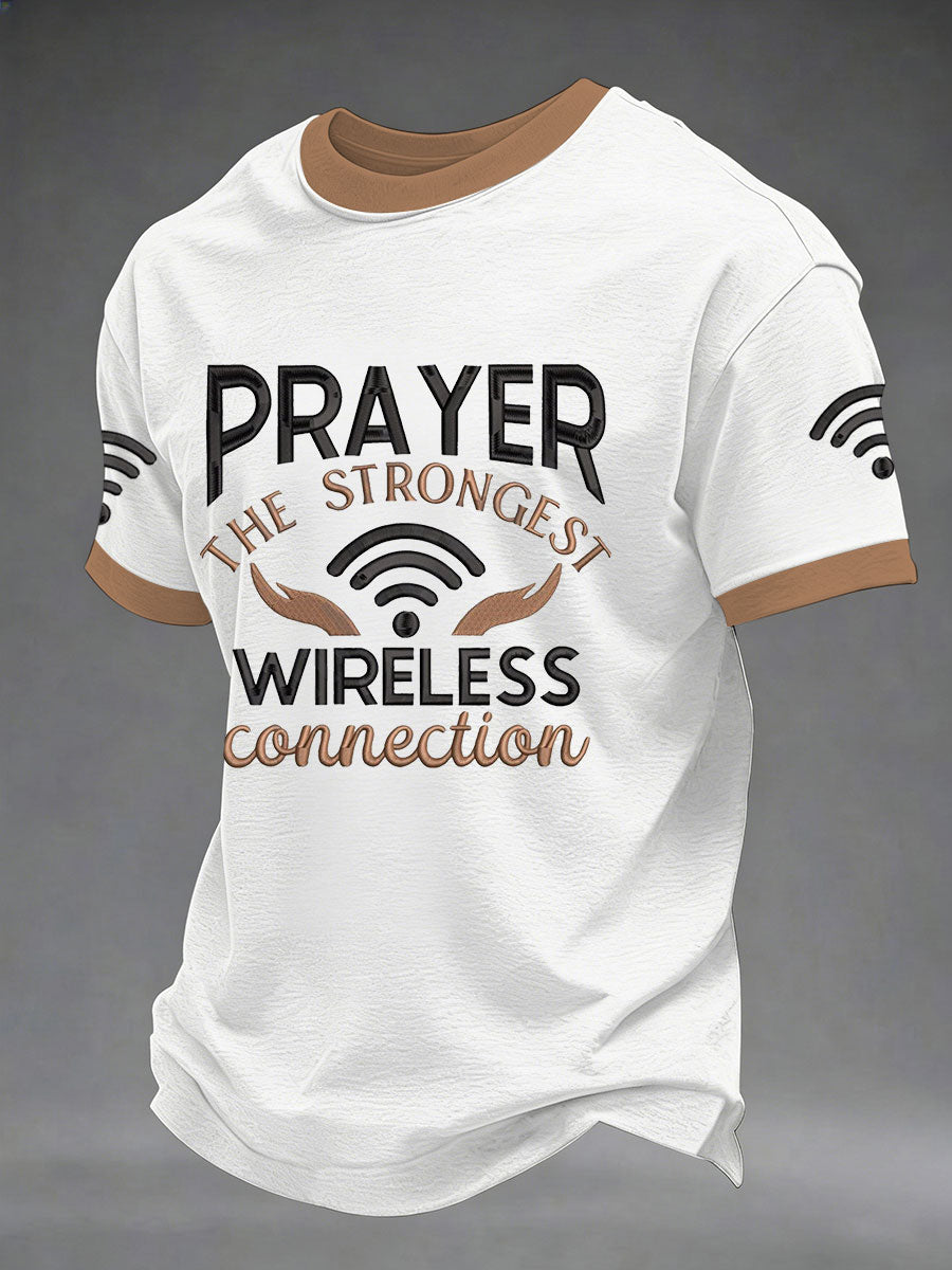Men's Prayer The Strongest Wireless Connection Printed Casual T-Shirt