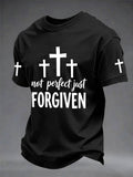 Men's Christian Cross Not Perfect Just Forgiven Print Tee