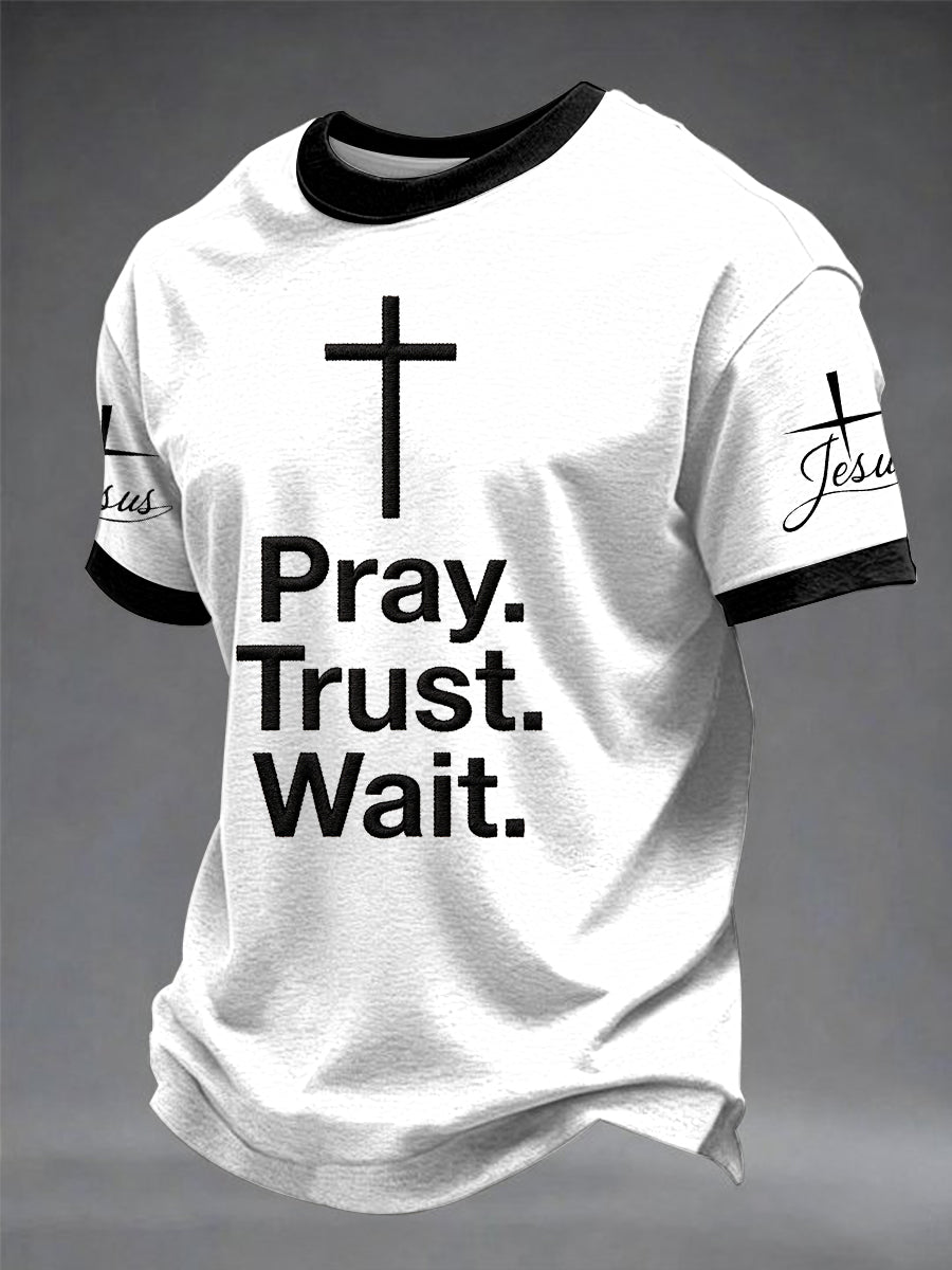 Men's "Pray Trust Wait" Printed T-shirt