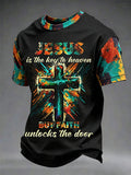 Men's Jesus IsThe Key To Heaven But Faith Unlocks The Door Print Tee