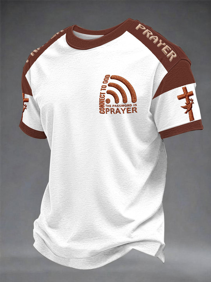 Men's "Connect To God,The Password IS Prayer" Print Casual short sleeves t-shirt