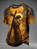 Herren Kreuzweg nach Golgatha Schmal geschnittenes T-Shirt mit kurzen Ärmeln