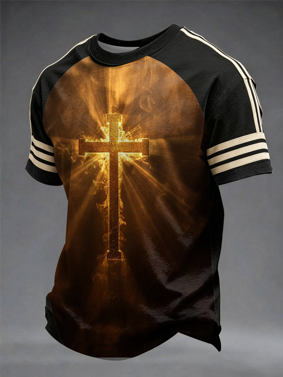 Men's Radiant Cross Canvas Art short sleeve t-shirt