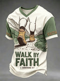 Men's Christian Print V-Neck Tee