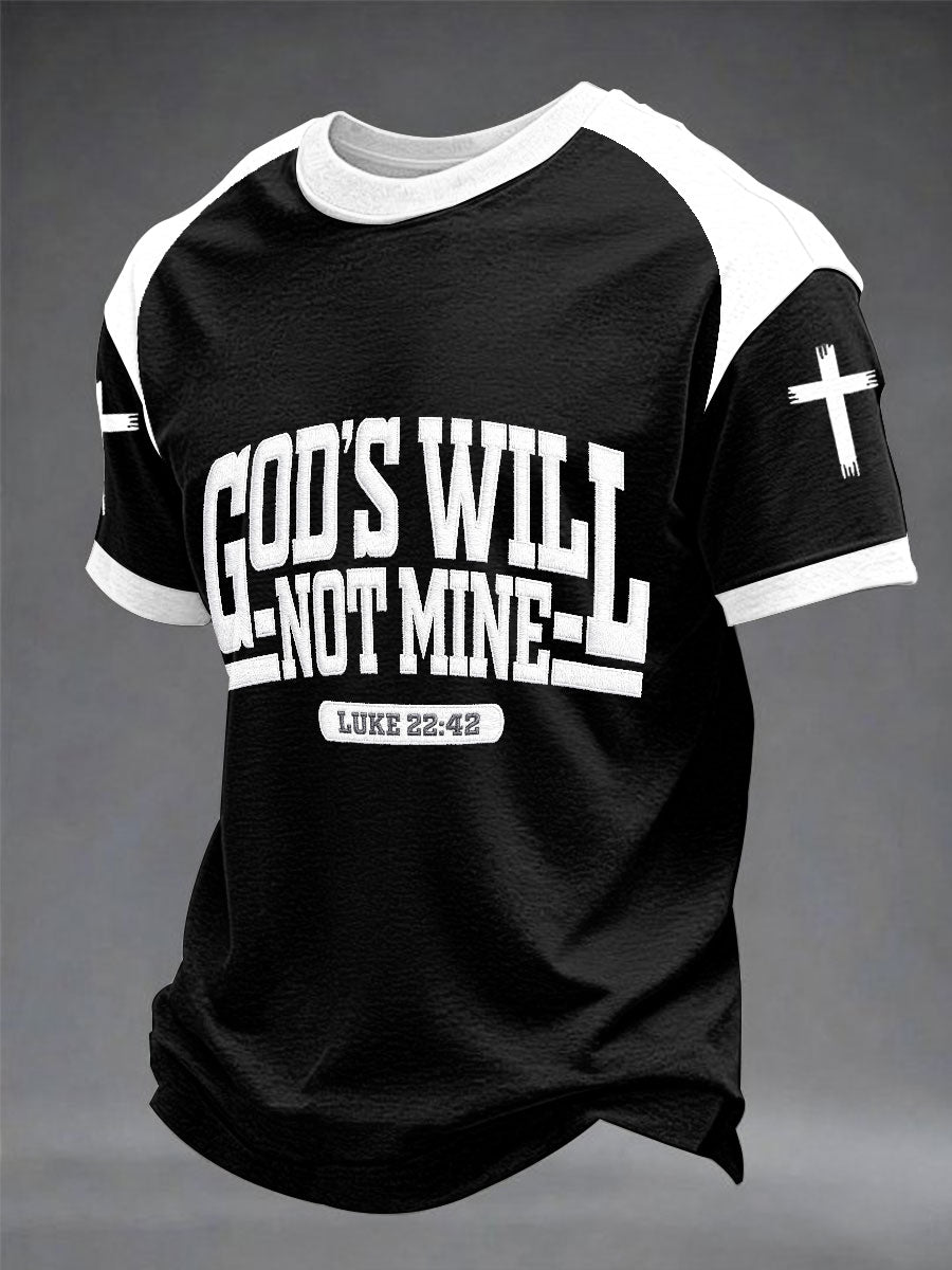 Men's “God's Will Not Mine”short sleeves t-shirt