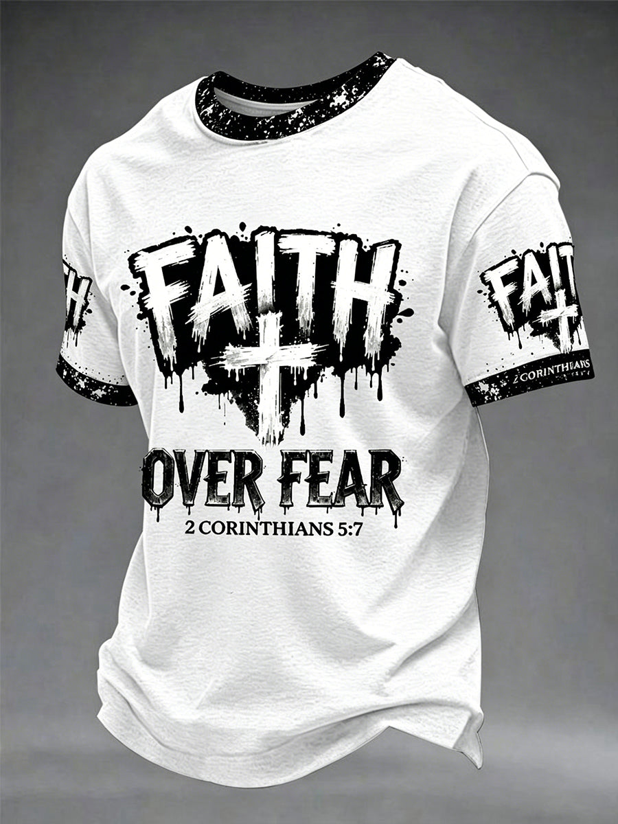 Men's Christian Faith Over Fear Cross Short Sleeve T-shirt