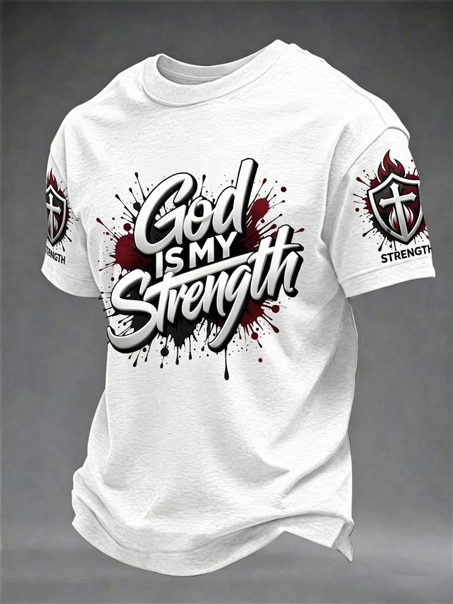 Men's Christian God Is My Strength Cross Short Sleeve T-shirt