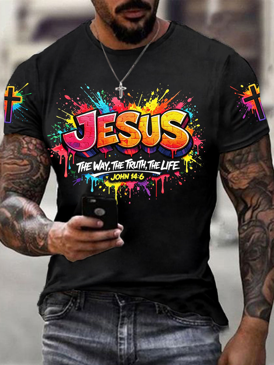 Men's Christian Jesus Cross Short Sleeve T-shirt