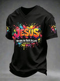 Men's Christian Jesus Cross Short Sleeve V-neck T-shirt