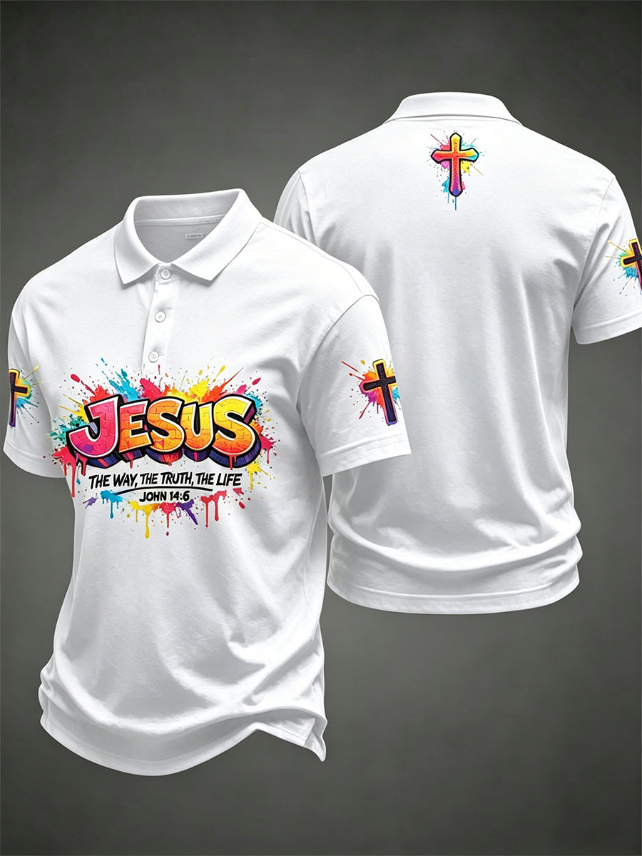 T-shirt à manches courtes chrétien croix de Jésus pour homme