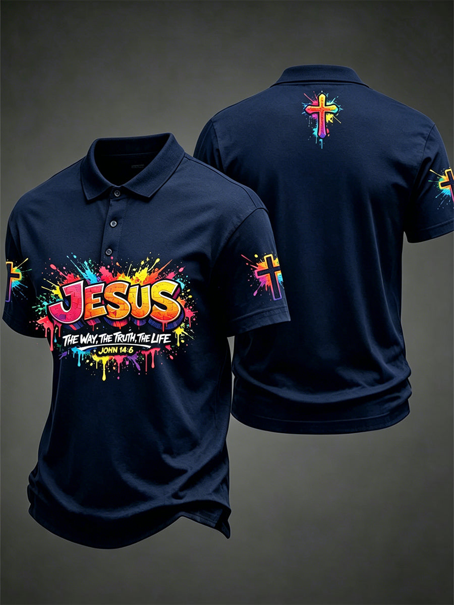 T-shirt à manches courtes chrétien croix de Jésus pour homme